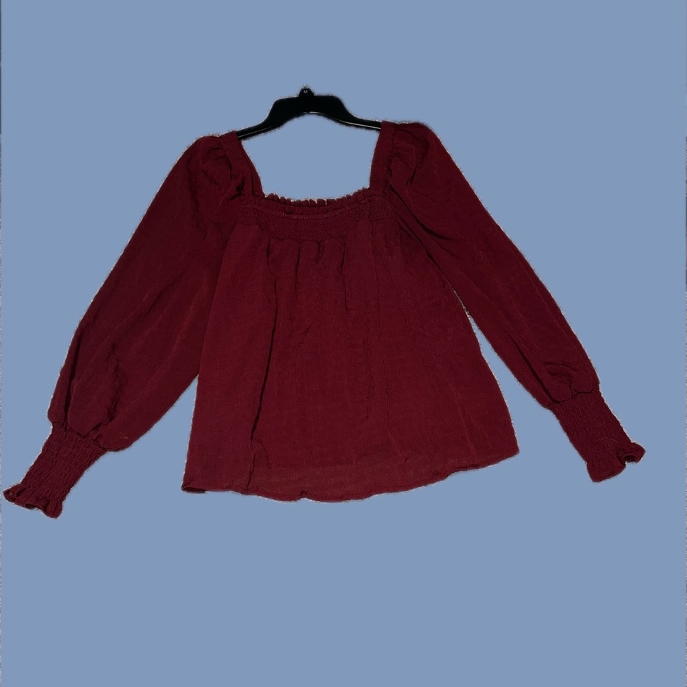 She + Sky Burgundy Blouse